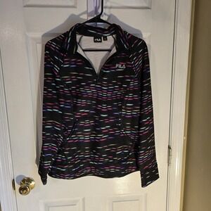FILA Activewear Top Women's Size Large FILA Long Sleeve 1/4 Zip Colorful